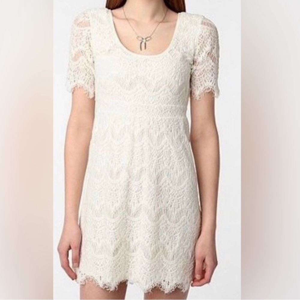 Anthropologie pins and needles Cream Lace Dress